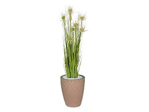Planta Árvore Artificial Grass Com Flor 90 cm Kit + Vaso E. Bege 30 cm